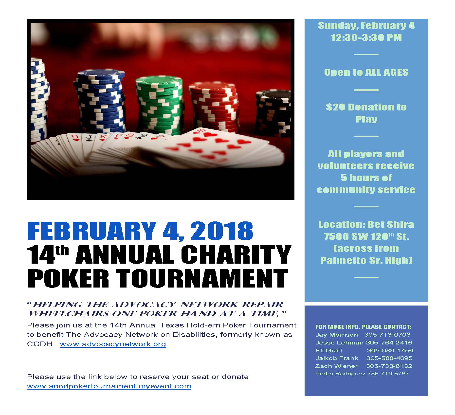 14th Annual Poker Charity Tournament The Advocacy Network On Disabilities